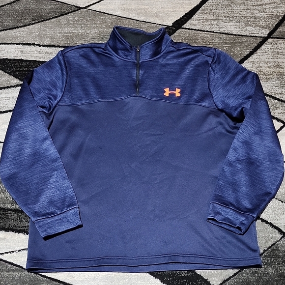 Under Armour Other - UNDER ARMOUR NAVY BLUE 1/4 ZIP ORANGE UA LOGO LOOSE-FIT SWEATSHIRT XL